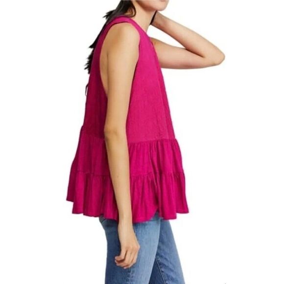 Free People Right On Time Flared Jungle Flower Oversized Tank Top Size Small - Picture 14 of 16